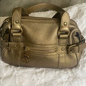 Lauren Ralph Lauren Metallic Gold Leather Satchel